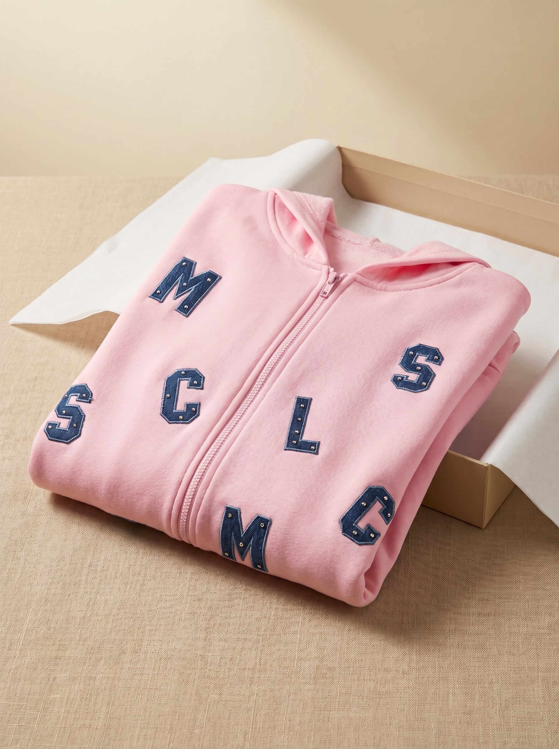 Scattered Letter Zip-Up Hoodie