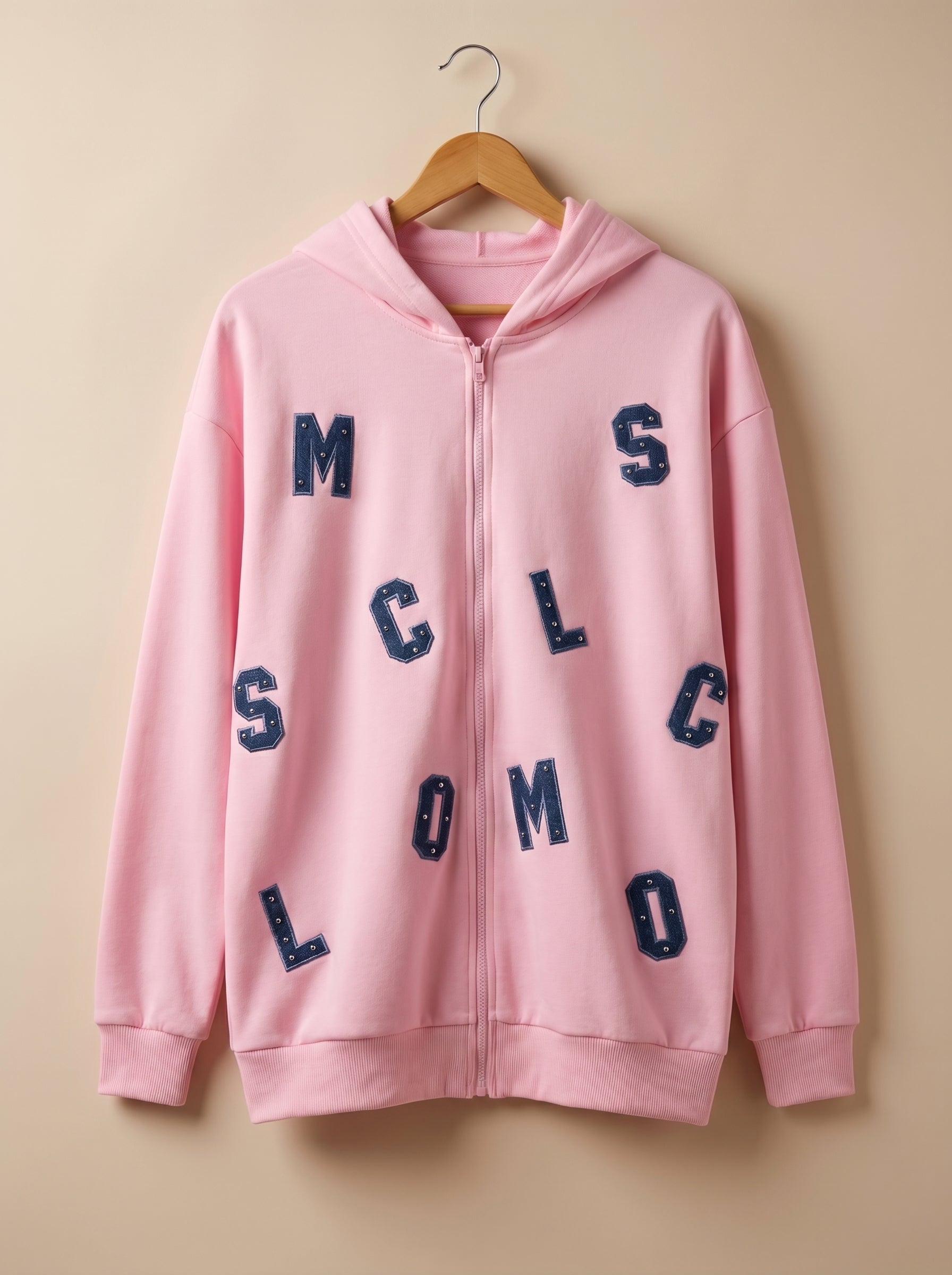 Scattered Letter Zip-Up Hoodie