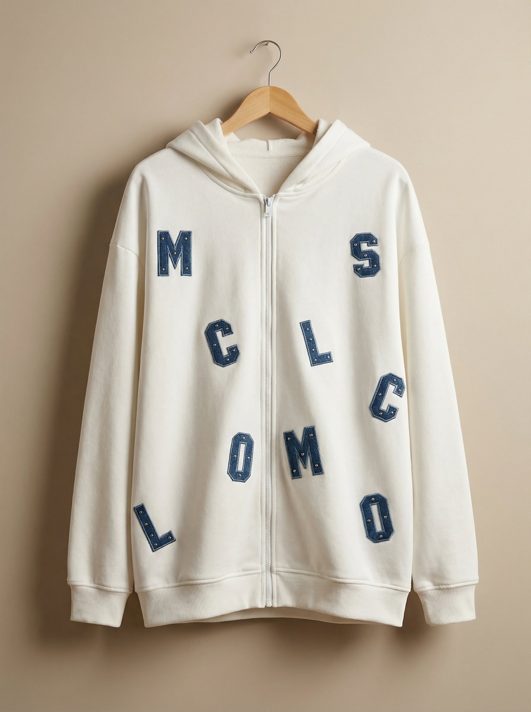 Scattered Letter Zip-Up Hoodie