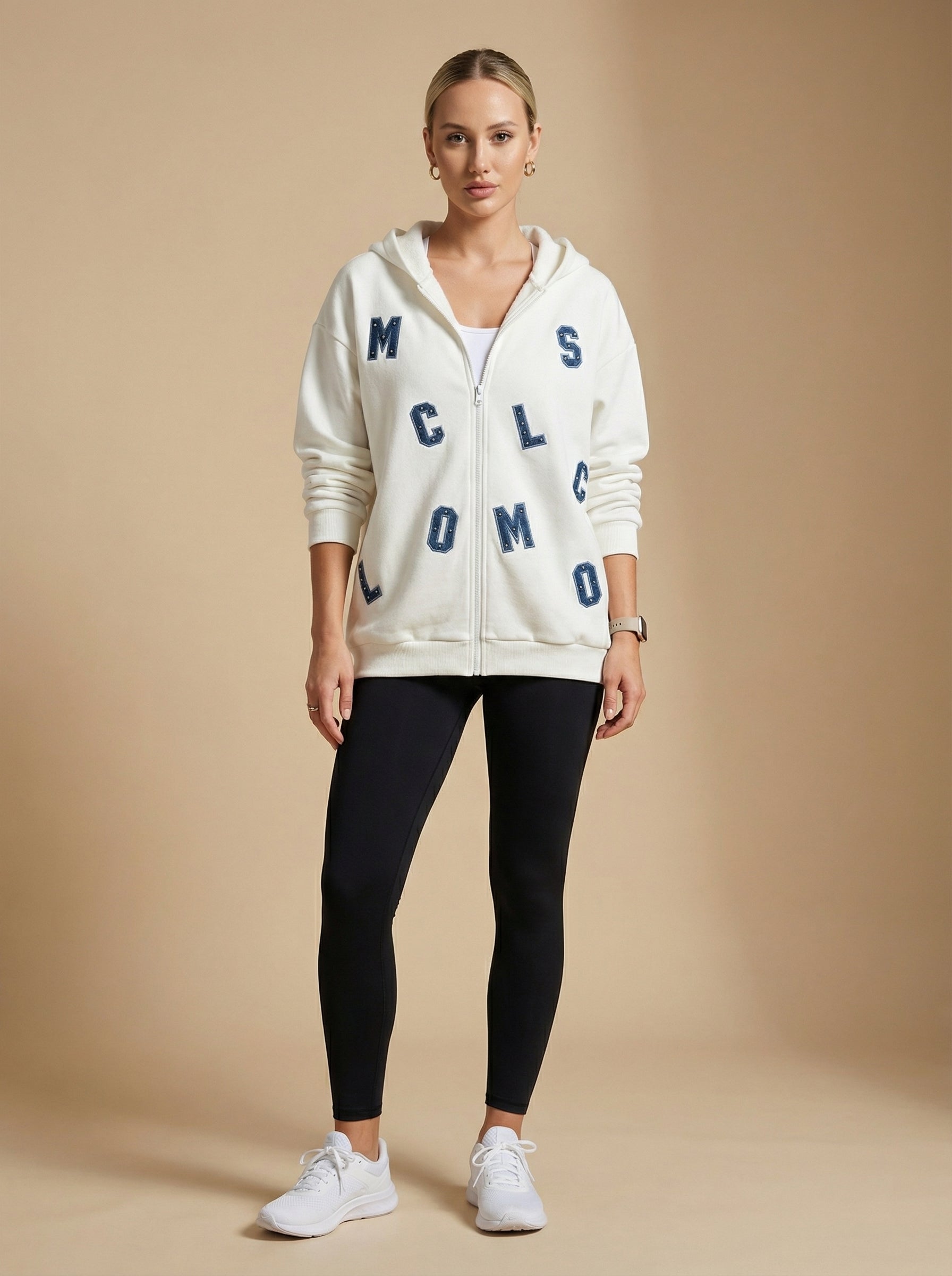 Scattered Letter Zip-Up Hoodie