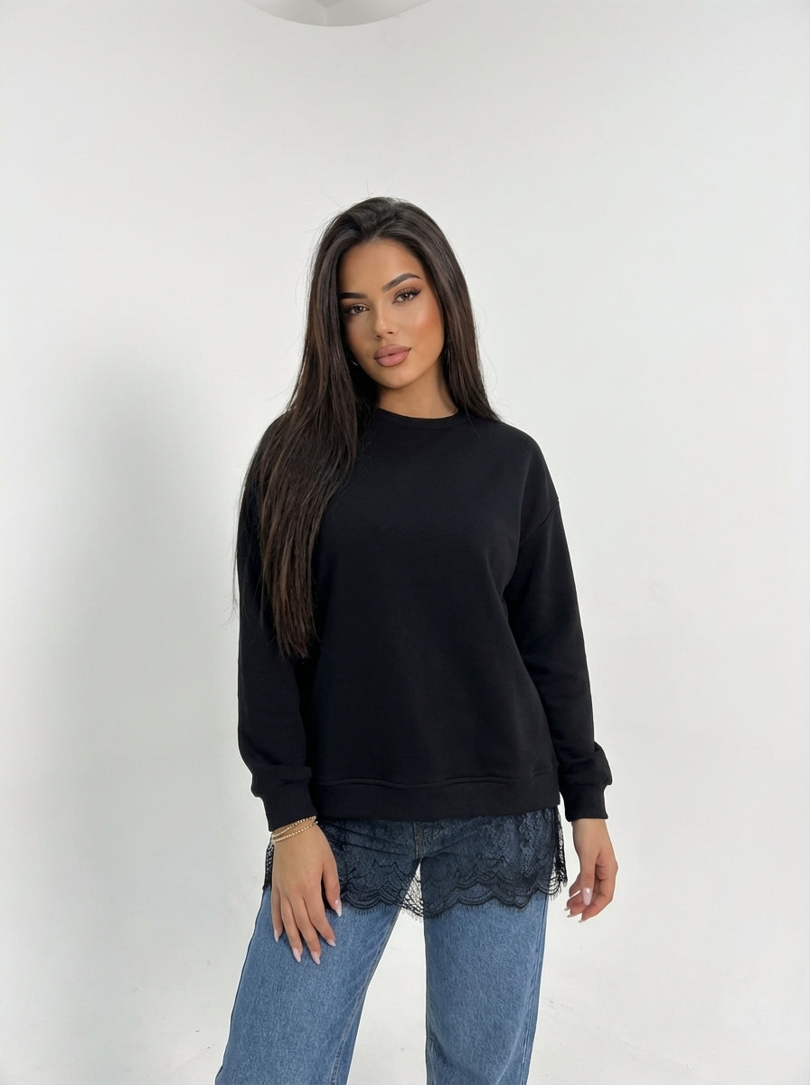 Essential Lace Hem Sweatshirt