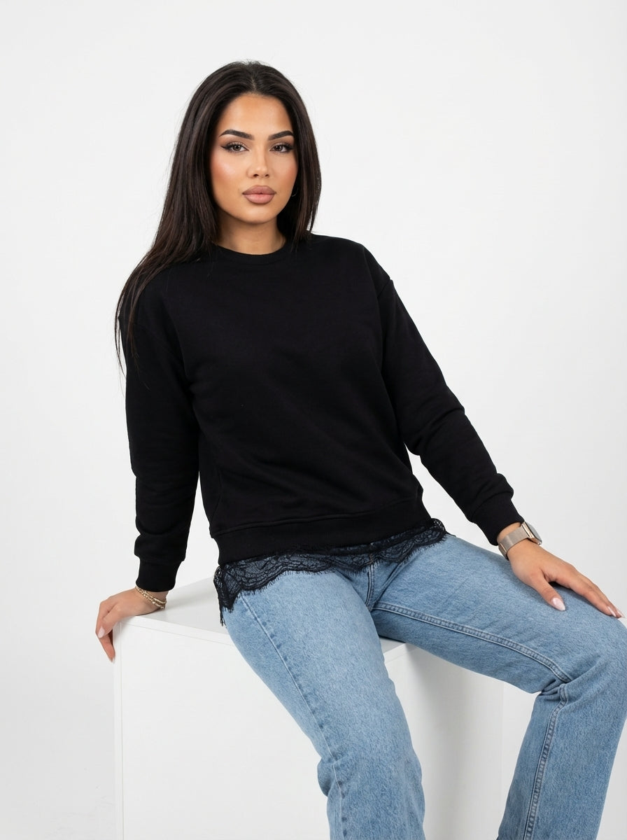 Essential Lace Hem Sweatshirt