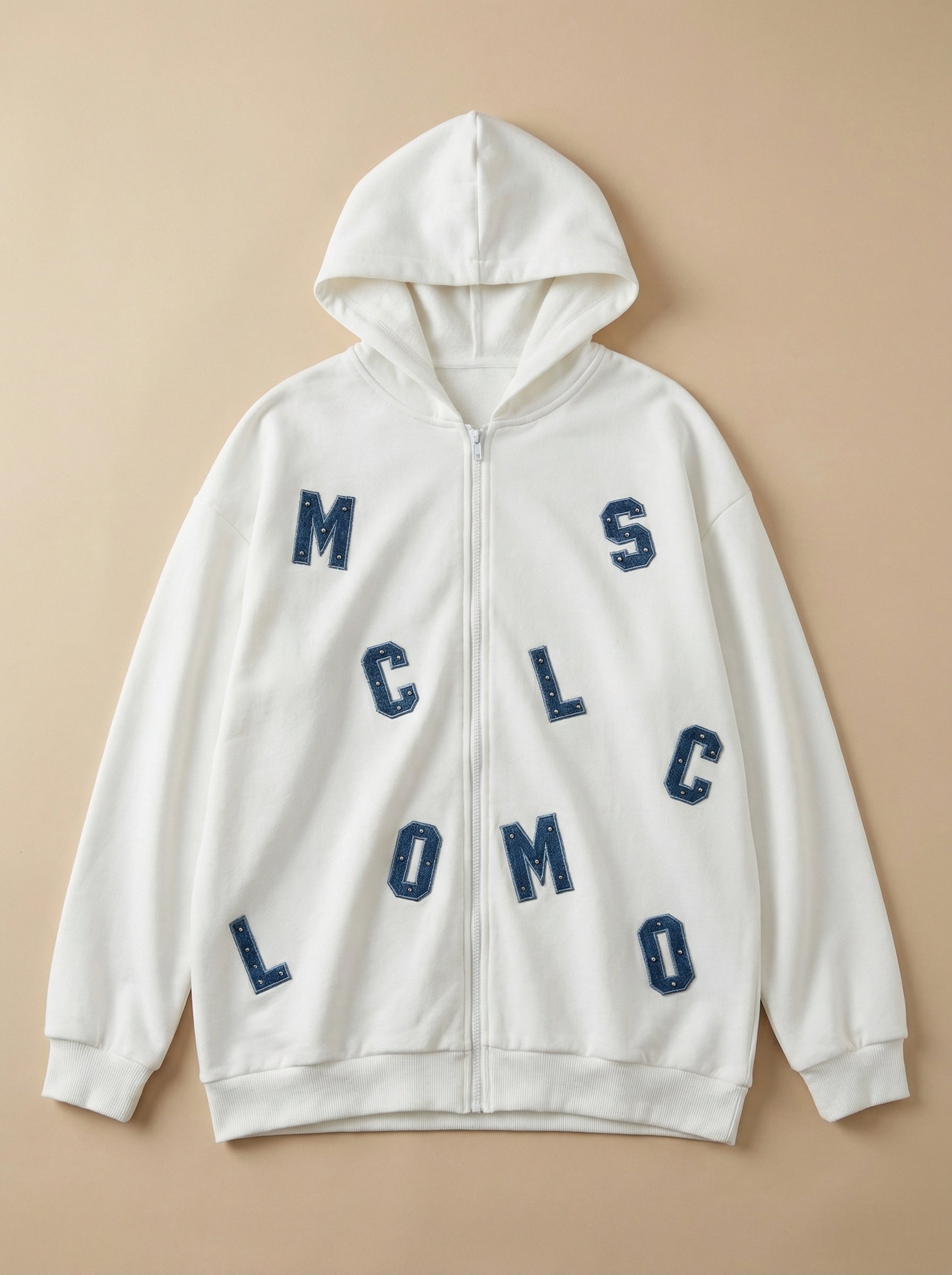 Scattered Letter Zip-Up Hoodie