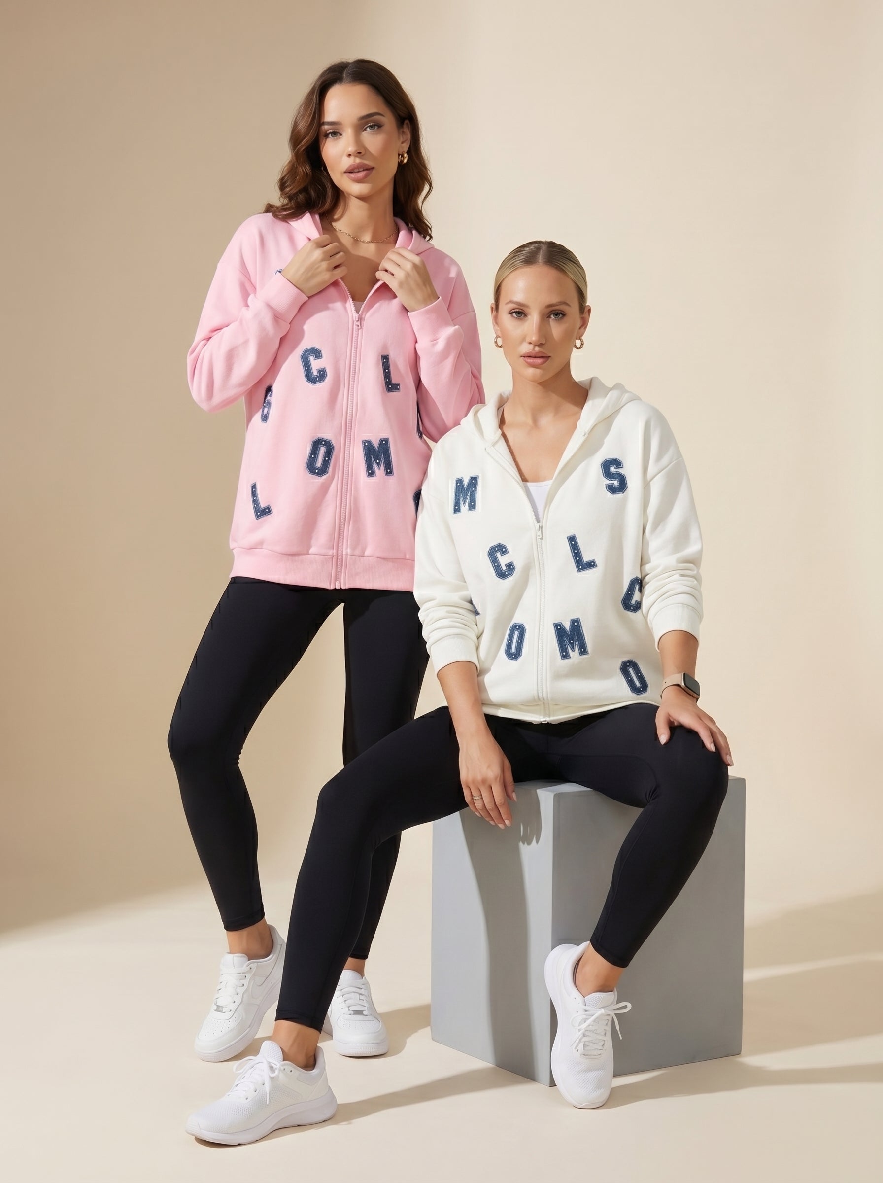 Scattered Letter Zip-Up Hoodie