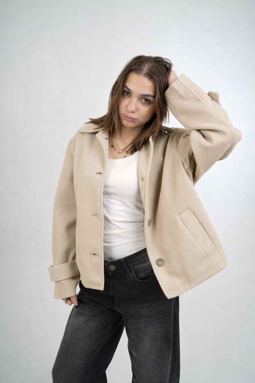 Plum Edge Button-Up Jacket