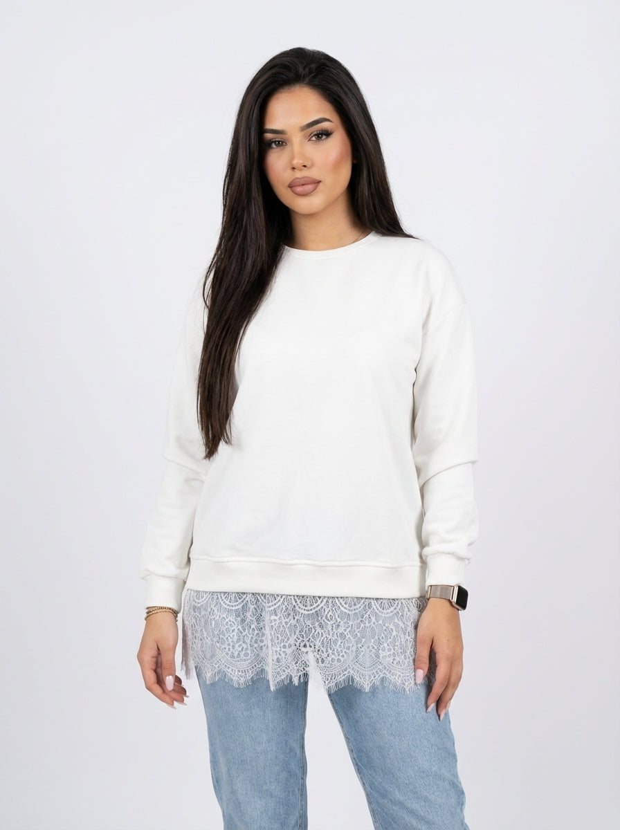 Essential Lace Hem Sweatshirt