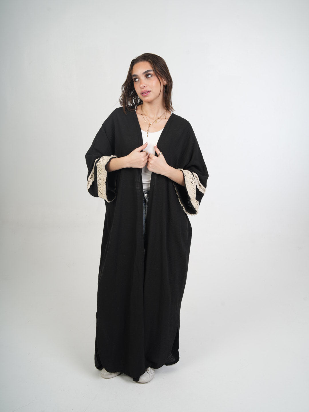 Layali Lace Trim Kaftan