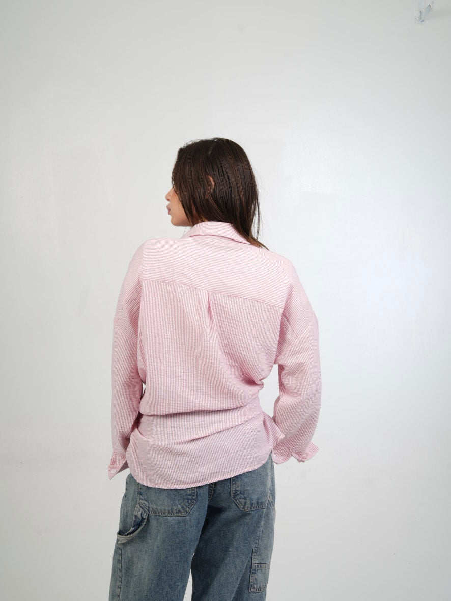 Blush Stripe Linen Blouse