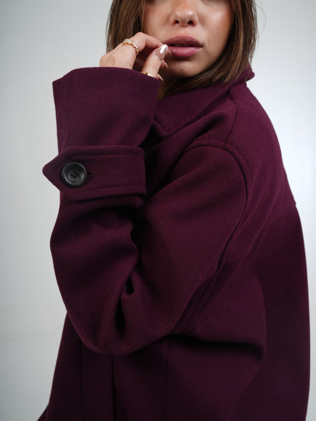 Plum Edge Button-Up Jacket