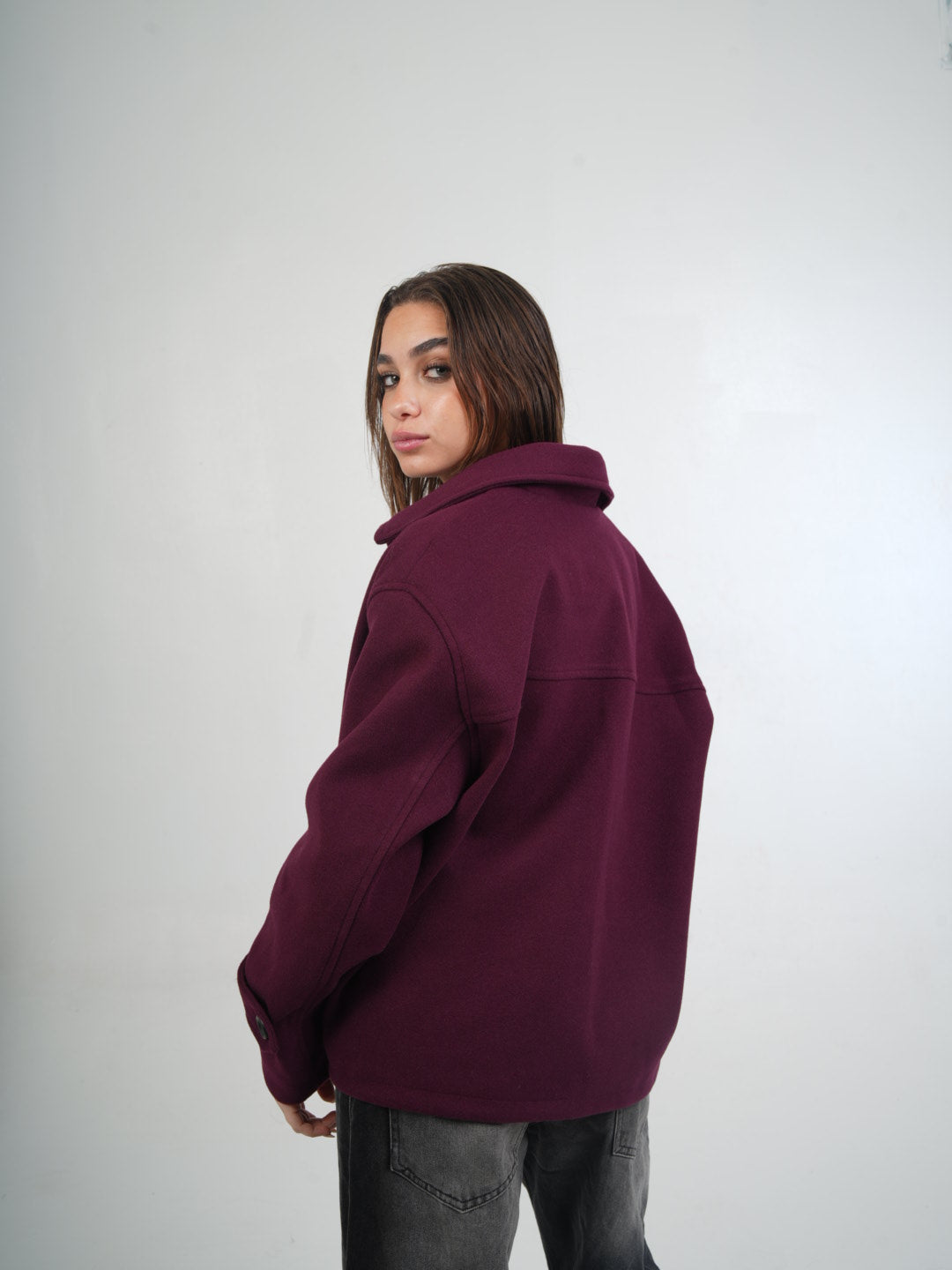 Plum Edge Button-Up Jacket