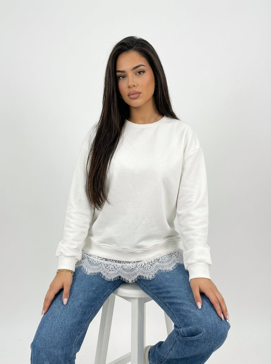 Essential Lace Hem Sweatshirt